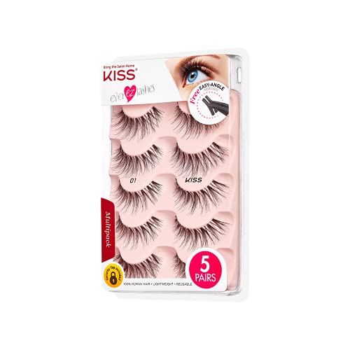 KISS So Wispy False Eyelashes Multipack #01, Full Bouncy Volume & Curl, Signa...