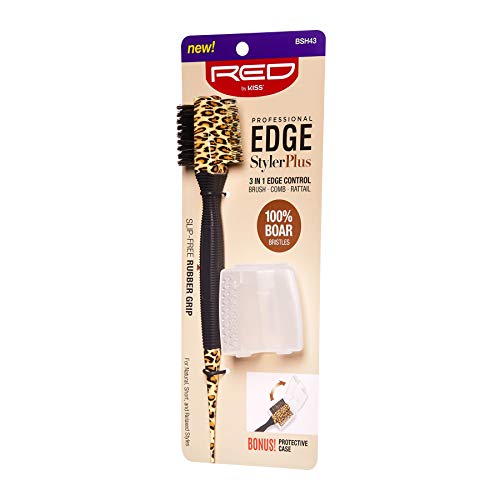 Red by Kiss Professional 3 IN 1 Edge Brush. Comb. Rattail with Case