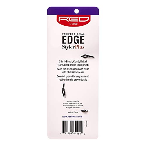 Red by Kiss Professional 3 IN 1 Edge Brush. Comb. Rattail with Case