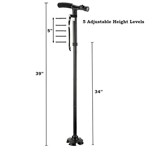 Travel Adjustable Folding Canes and Walking Sticks for Men and Women with Led...