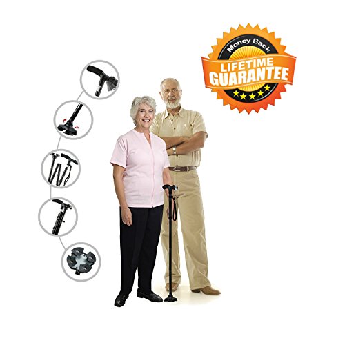 Travel Adjustable Folding Canes and Walking Sticks for Men and Women with Led...