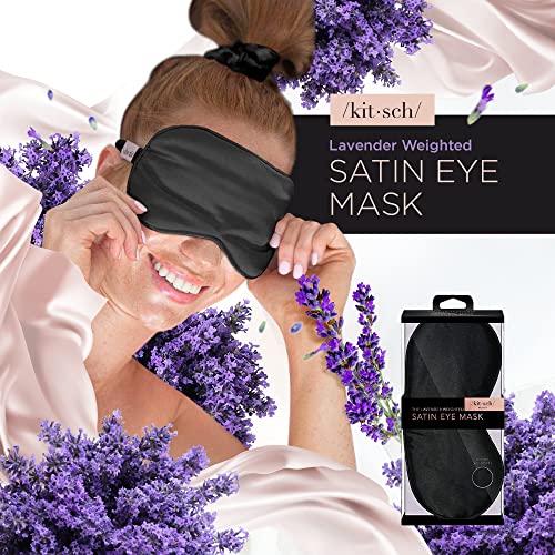 Kitsch Lavender Weighted Satin Eye Mask for Sleeping, Softer Than Silk Sleep ...