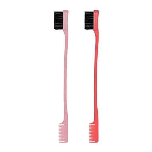 Kitsch Pro Dual Hair Edge Brush and Teasing Comb Brush Set, 2-in-1 Edge Contr...