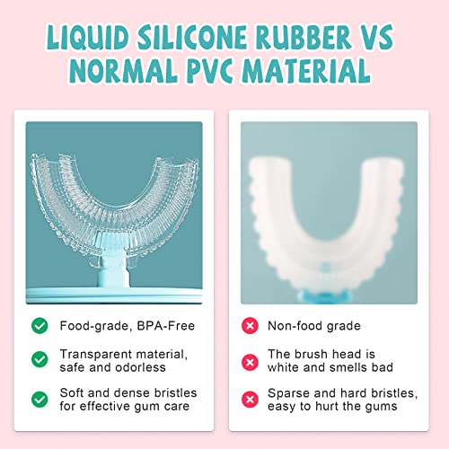 Kiuimi Kids U Shaped Toothbrush, Silicone Brush Head for Gum Care, U-Type 360...