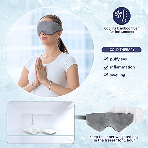 Weighted Eye Mask Kivik Sleep Mask for Men Women Adjustable Strap,Cooling Hea...