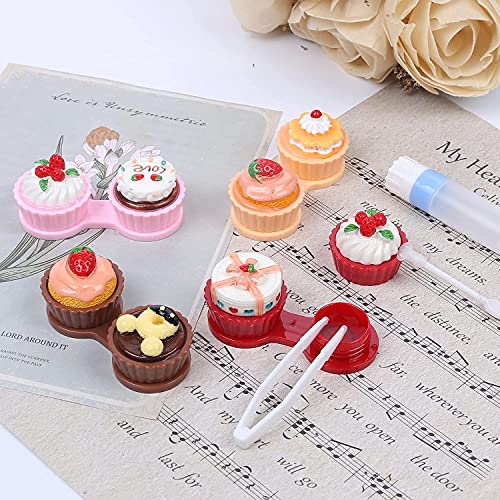 Portable Cute Travel Contact Lens Case Kit Cake Cream Pattern Box Eye Care Ki...