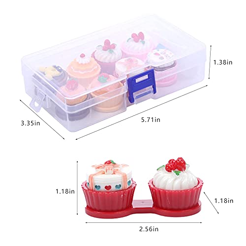 Portable Cute Travel Contact Lens Case Kit Cake Cream Pattern Box Eye Care Ki...