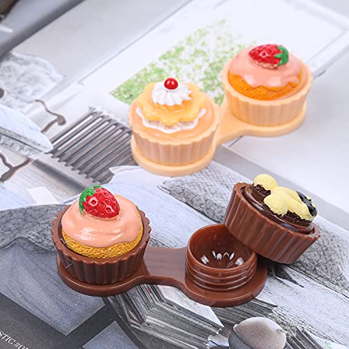 Portable Cute Travel Contact Lens Case Kit Cake Cream Pattern Box Eye Care Ki...