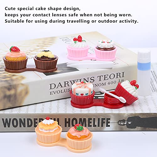 Portable Cute Travel Contact Lens Case Kit Cake Cream Pattern Box Eye Care Ki...