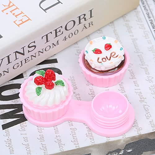 Portable Cute Travel Contact Lens Case Kit Cake Cream Pattern Box Eye Care Ki...