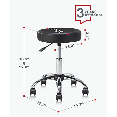 KLASIKA Round Rolling Stool Swivel with Wheels Adjustable Height Heavy Duty W...