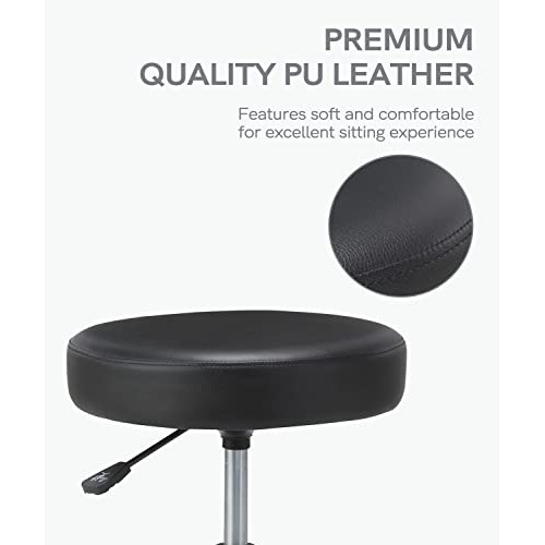 KLASIKA Round Rolling Stool Swivel with Wheels Adjustable Height Heavy Duty W...