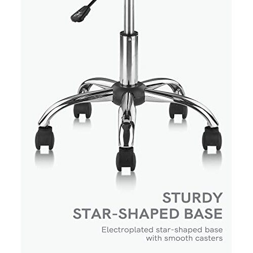 KLASIKA Round Rolling Stool Swivel with Wheels Adjustable Height Heavy Duty W...