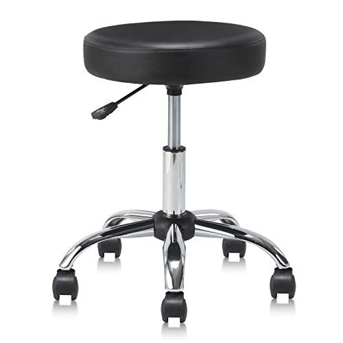 KLASIKA Round Rolling Stool Swivel with Wheels Adjustable Height Heavy Duty W...