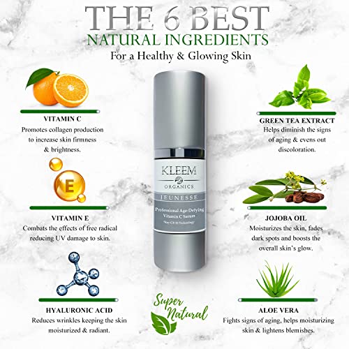 Kleem Organics Vitamin C Serum for Face with Hyaluronic Acid & Vitamin E | Na...