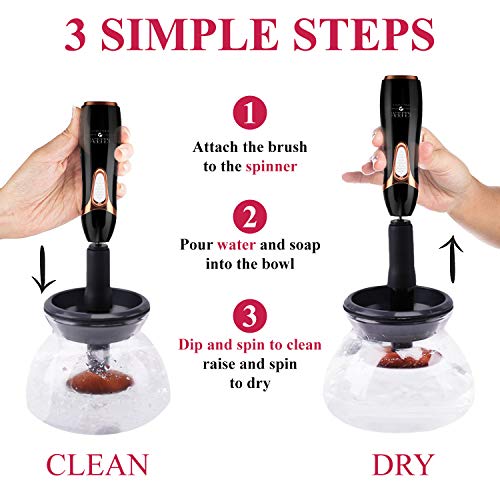 Makeup Brush Cleaner and Dryer Machine, Electric Cosmetic Automatic Brush Spi...