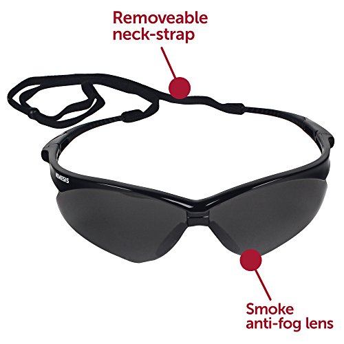 KleenGuard™ V30 Nemesis Safety Glasses (22475), Smoke Anti-Fog Lens with Blac...