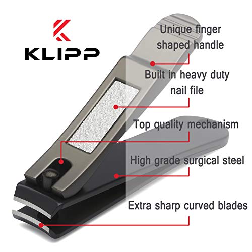 Nail Clippers Set for Men and Women, KLIPP Arched Zinc Alloy Nail Trimmers wi...