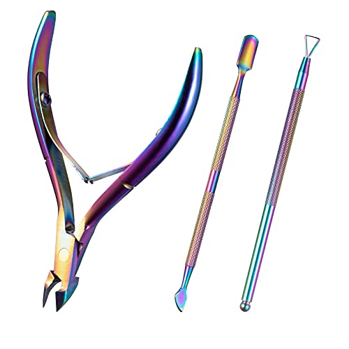 Cuticle Trimmer with Cuticle Pusher, Kmeivol Professional Stainless Steel Cut...