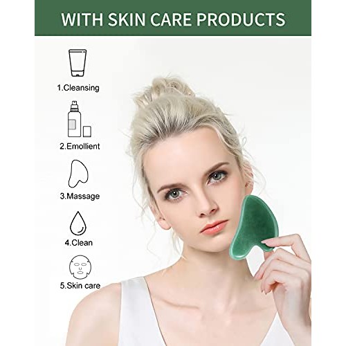 Guasha Tool for Face, Jade Roller Gua Sha Massage Tool Set, Beauty Facial Ski...