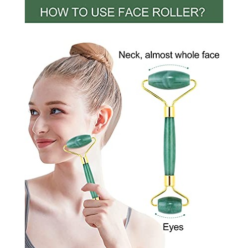 Guasha Tool for Face, Jade Roller Gua Sha Massage Tool Set, Beauty Facial Ski...