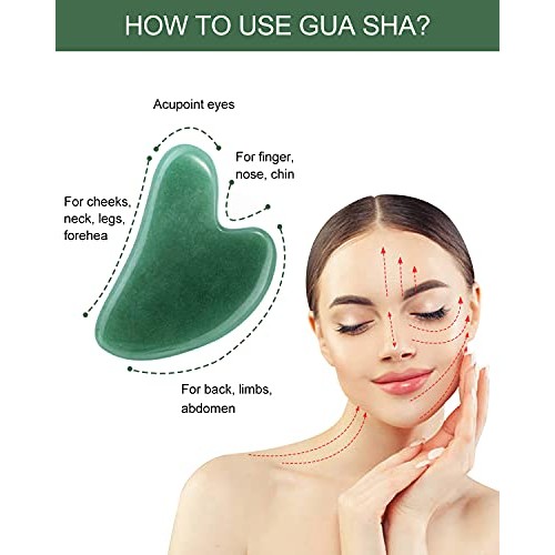 Guasha Tool for Face, Jade Roller Gua Sha Massage Tool Set, Beauty Facial Ski...