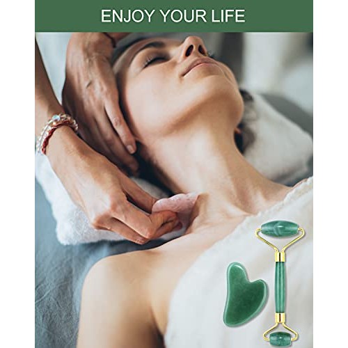 Guasha Tool for Face, Jade Roller Gua Sha Massage Tool Set, Beauty Facial Ski...