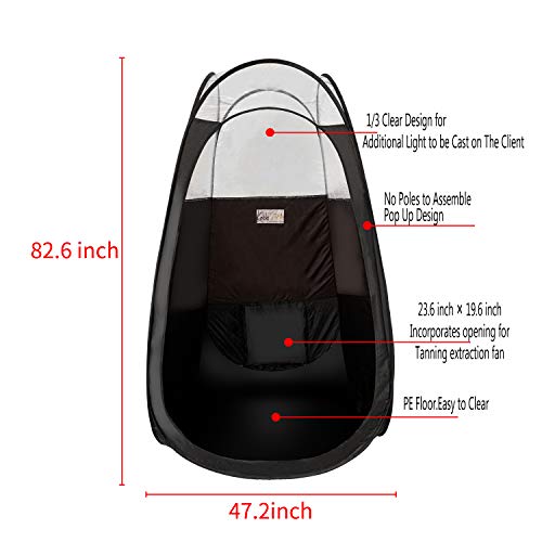 KobbTan Large Deluxe Spray Tanning Pop Up Tent in 1/3 Clear Black Portable Mo...