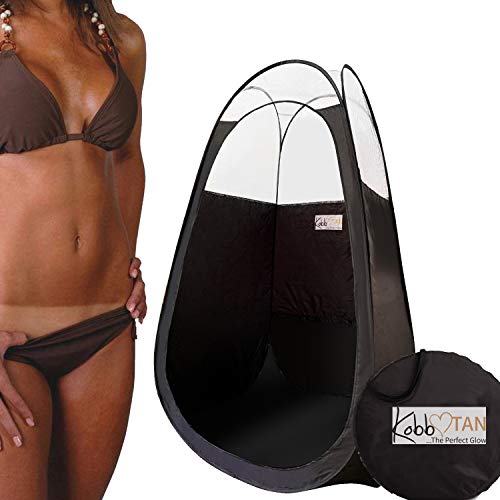 KobbTan Large Deluxe Spray Tanning Pop Up Tent in 1/3 Clear Black Portable Mo...