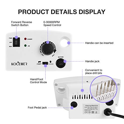 Professional Nail Drill Machine 30,000RPM, Perfect Electric Acrylic Nail File...