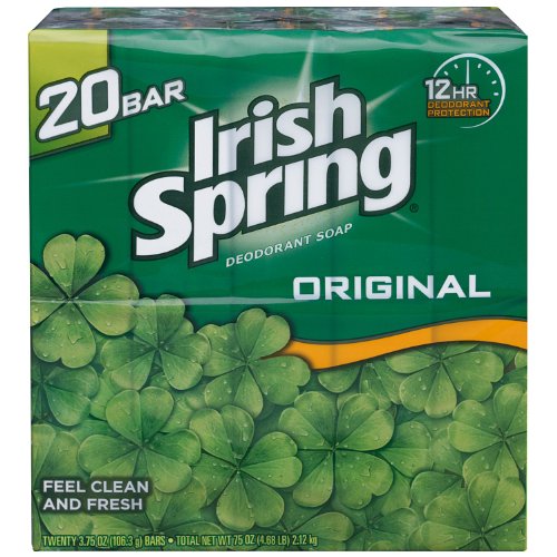 Irish Spring Original Deodorant Soap, Unisex, 3.75 oz (20 Bar)