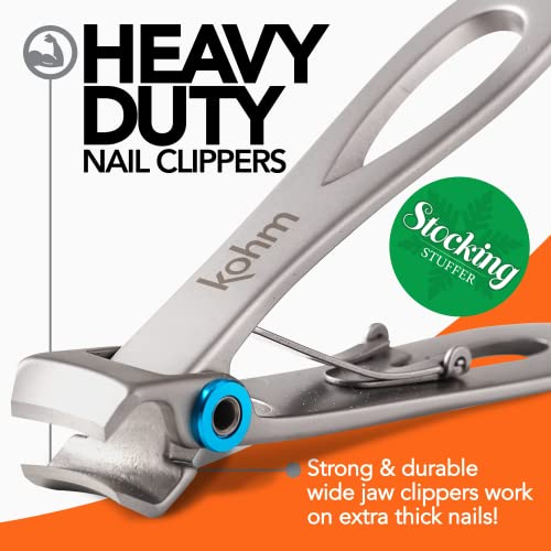 KOHM Nail Clippers for Thick Nails - Heavy Duty, Wide Mouth Professional Fing...