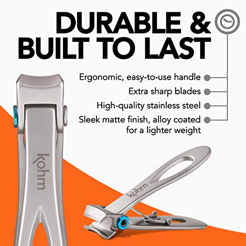 KOHM Nail Clippers for Thick Nails - Heavy Duty, Wide Mouth Professional Fing...