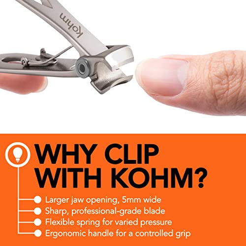 KOHM Nail Clippers for Thick Nails - Heavy Duty, Wide Mouth Professional Fing...