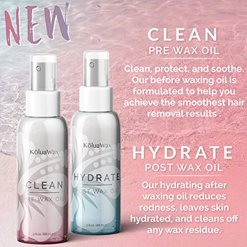 Clean & Hydrate At Home Waxing Kit Oils – Pre Wax Cleanser Preps & Protects S...