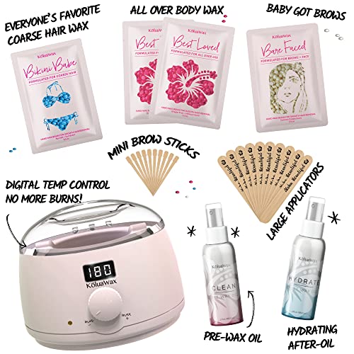 Waxing Kit Digital Wax Warmer Hair Removal with Hard Wax Beans. KoluaWax Mach...
