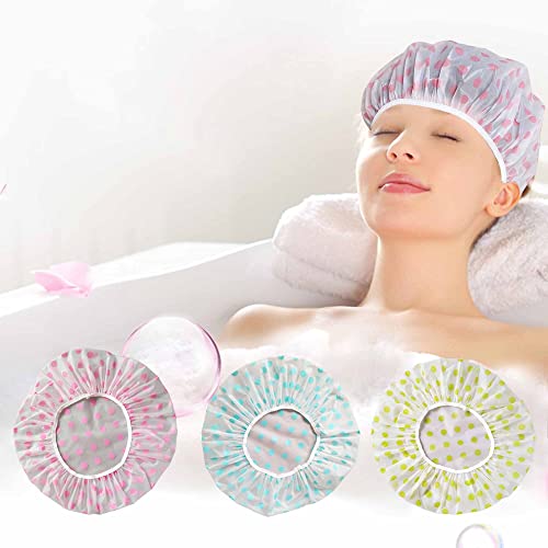 Shower Caps, Waterproof EVA Plastic Shower Cap,3 Pcs Waterproof Bath Caps，El...