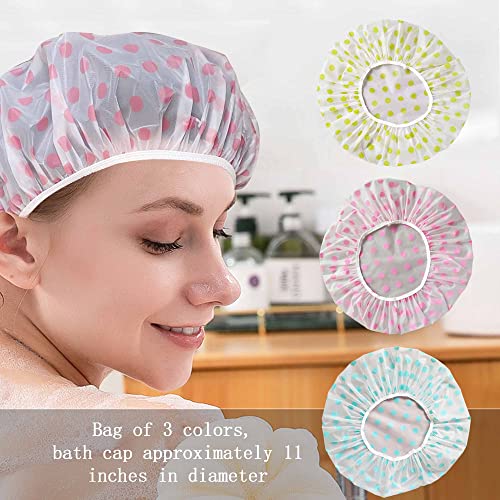 Shower Caps, Waterproof EVA Plastic Shower Cap,3 Pcs Waterproof Bath Caps，El...