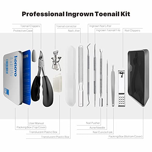Ingrown Toenail Tool Kit 9 Pcs, Toe Nail Clippers for Adult and Seniors, Larg...