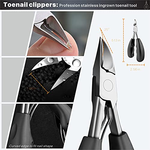Ingrown Toenail Tool Kit 9 Pcs, Toe Nail Clippers for Adult and Seniors, Larg...