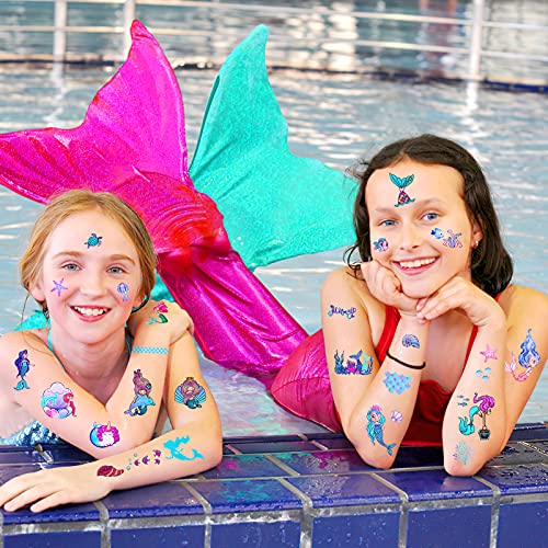 Konsait Glitter Temporary Tattoo for Girls, 24 Sheets Butterfly Mermaid Fairy...