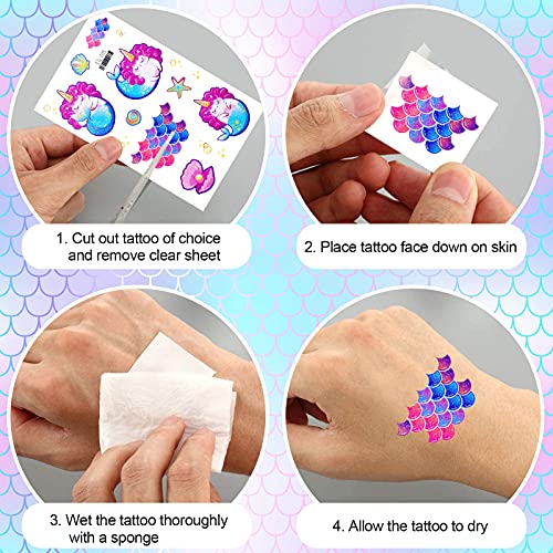 Konsait Glitter Temporary Tattoo for Girls, 24 Sheets Butterfly Mermaid Fairy...