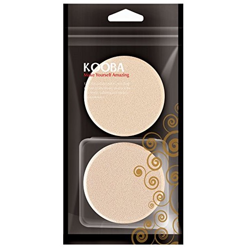 KOOBA 2pcs Round Makeup Sponges with 1 Travel Case, Beauty Face Primer Compac...