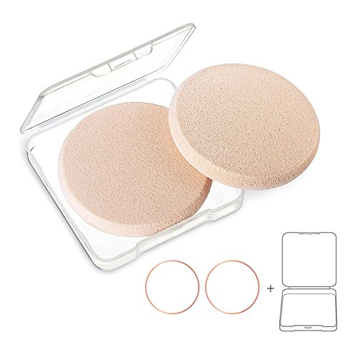 KOOBA 2pcs Round Makeup Sponges with 1 Travel Case, Beauty Face Primer Compac...