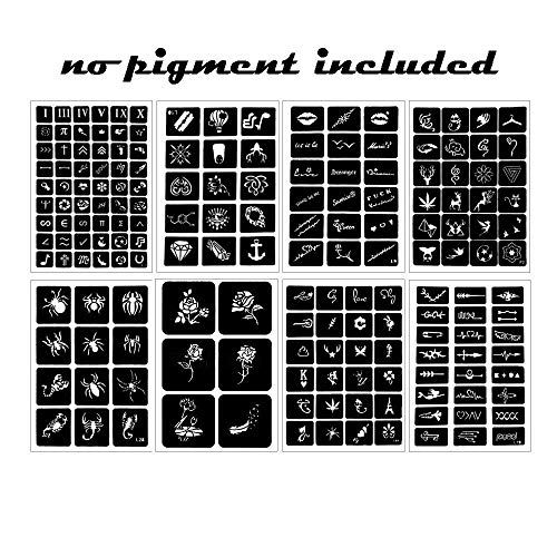 Koogel 524 PCS Semi Permanent Tattoo with Body Painting Pen,20 Sheets Henna G...