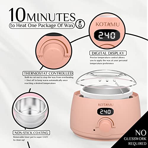 KOTAMU Digital Wax Warmer Kit for Hair Removal, At Home Waxing Kit for Women ...