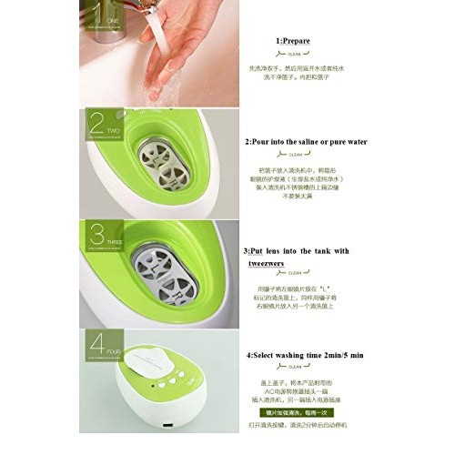 Kowellsonic CE-3200 Mini Ultrasonic Contact Lens Cleaner Kit Daily Care Fast ...