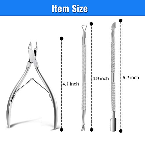 Cuticle Nippers and Cuticle Pusher Manicure Tools Set - Professional Stainles...