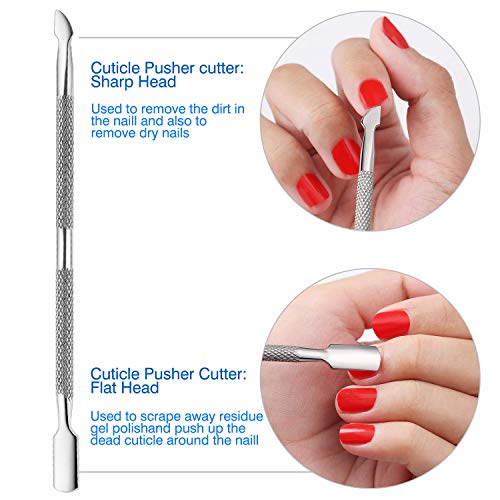 Cuticle Nippers and Cuticle Pusher Manicure Tools Set - Professional Stainles...