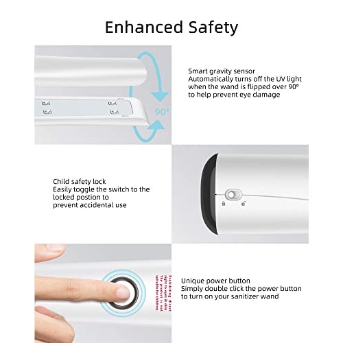 UV Light Sanitizer Wand, Portable UVC Light Disinfector UV Wand for Smartphon...